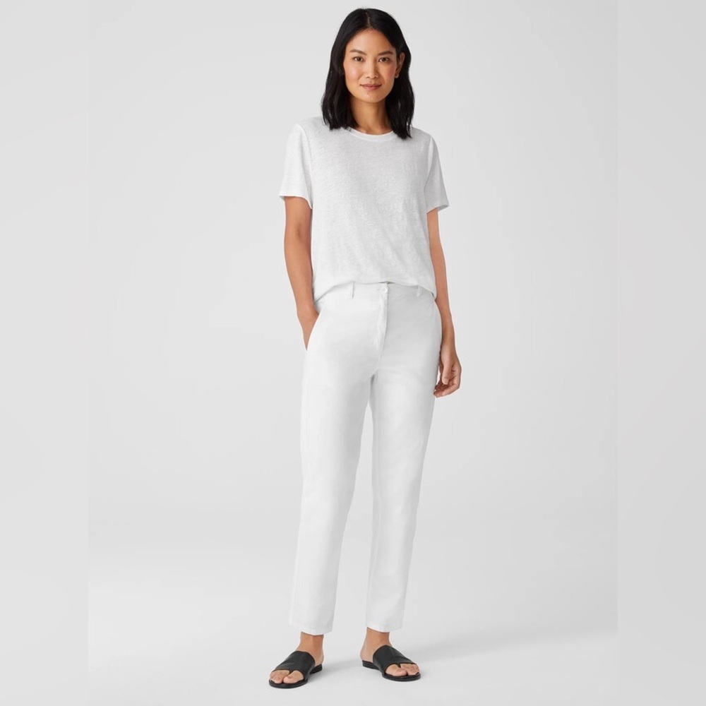 Eileen Fisher NWT Cotton Hemp Tapered Pant White Size 16